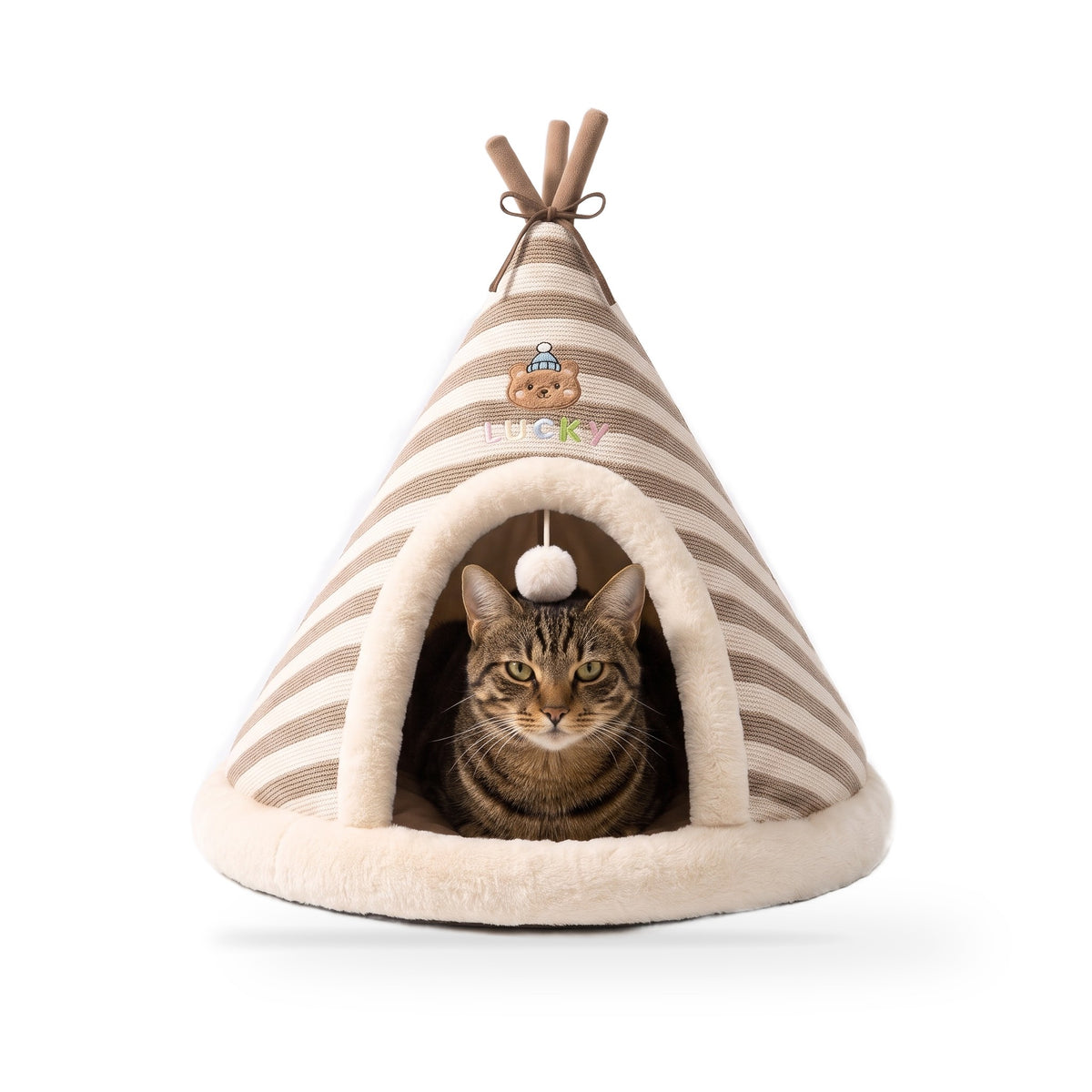 Cat resting inside the Nuzzlia teepee bed