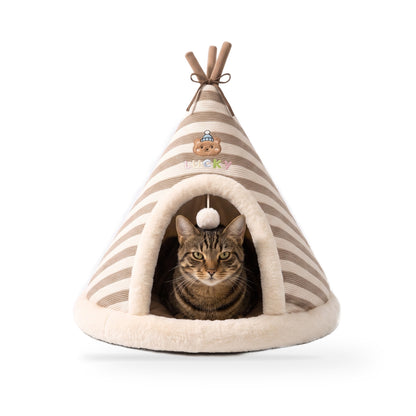 Cat resting inside the Nuzzlia teepee bed